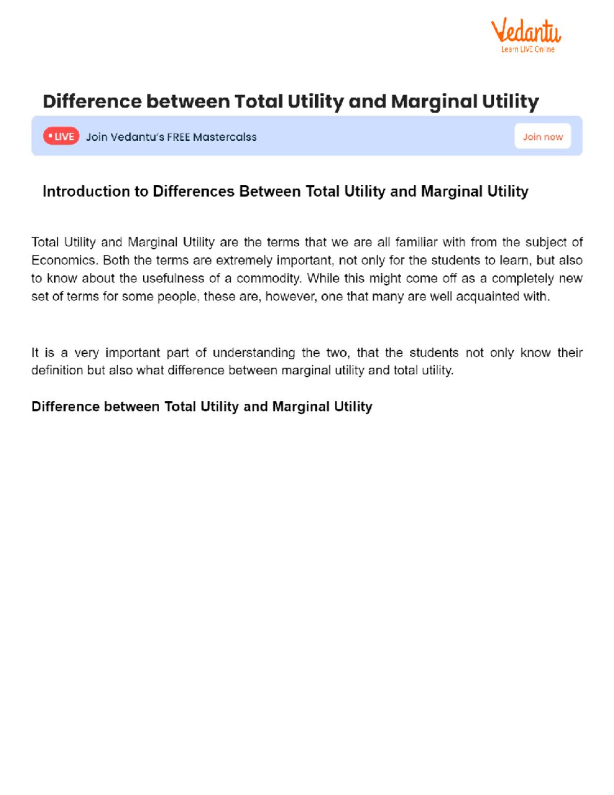 Difference between Total Utility and Marginal Utility - Economics For ...