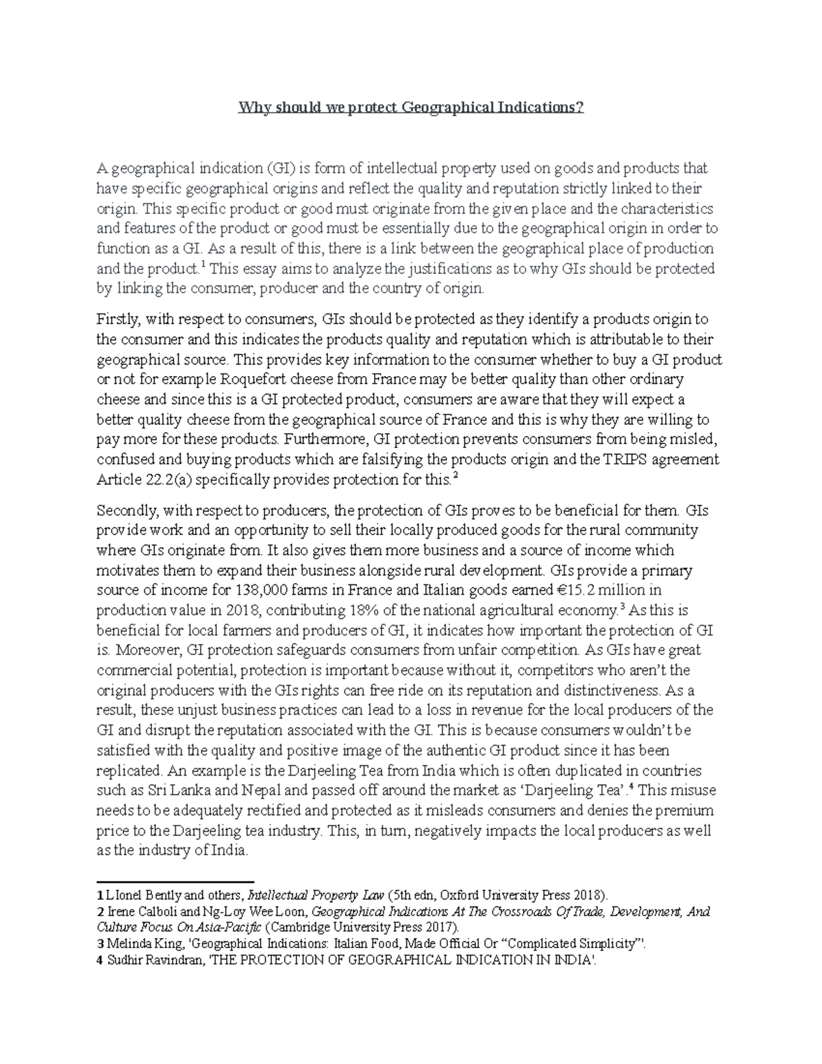 IP Law Formative geographical indications Why should we protect