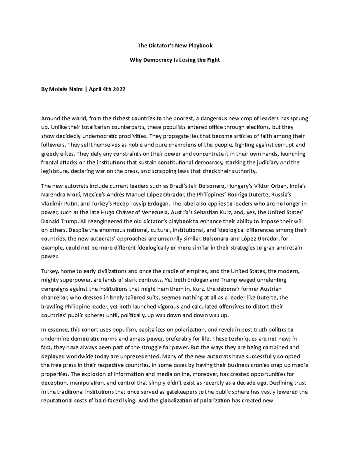Why democracy is losing the fight - The Dictator’s New Playbook Why ...