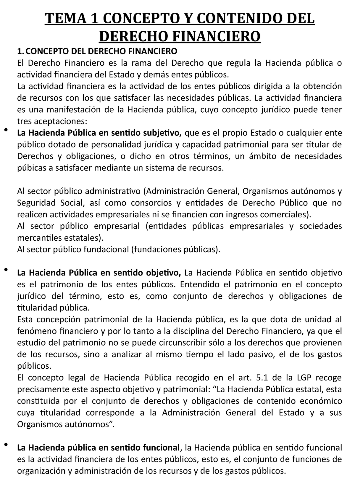 Tema 1 Derecho Tributario Tema 1 Concepto Y Contenido Del Derecho