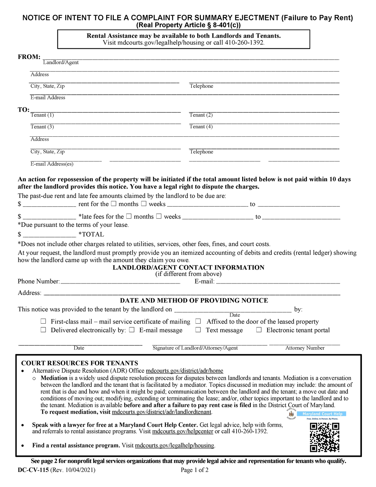 maryland-10-day-notice-to-quit-nonpayment-form-notice-of-intent-to