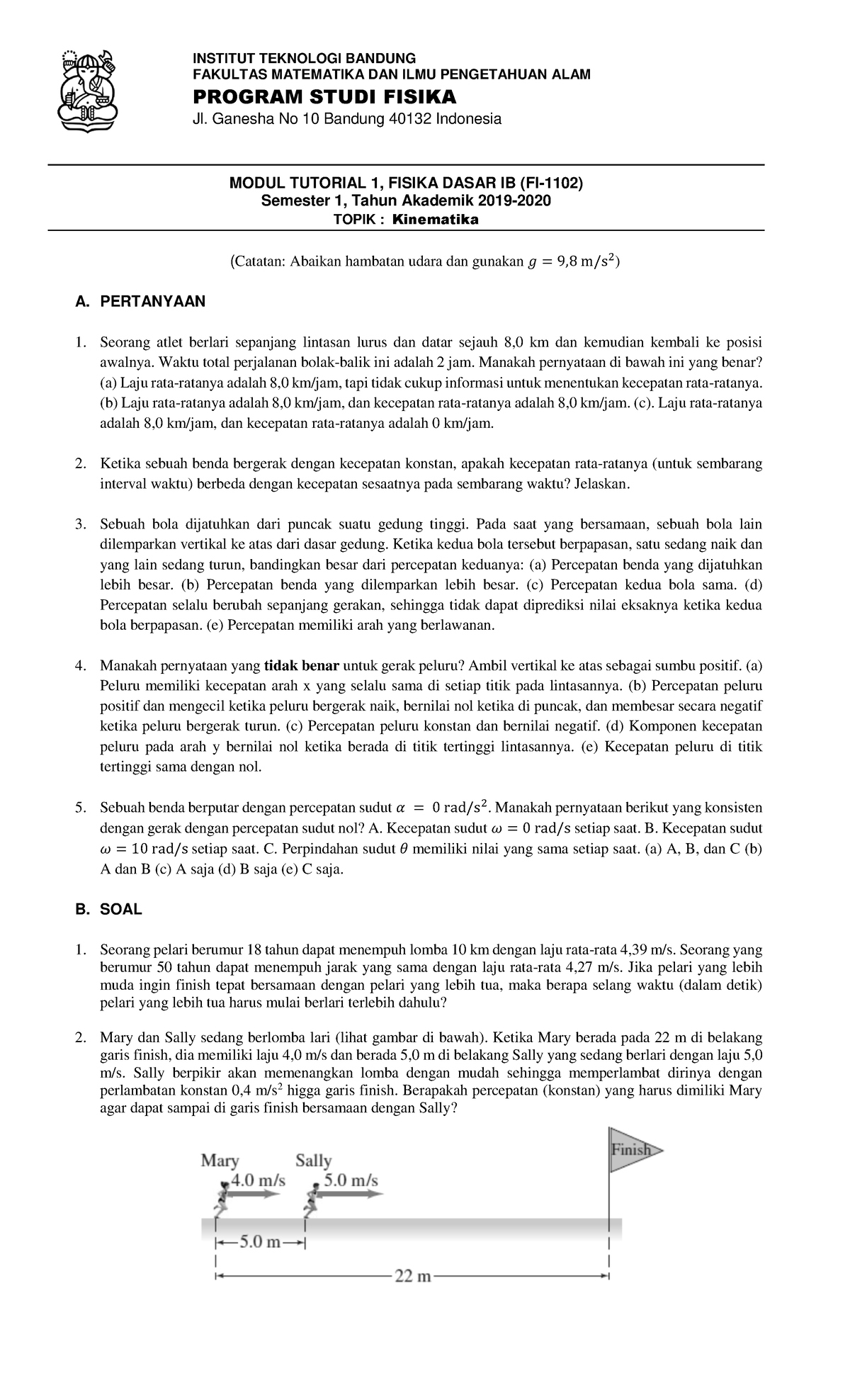 SOAL Modul 1 Fidas 1B 2019-2020 - INSTITUT TEKNOLOGI BANDUNG FAKULTAS ...
