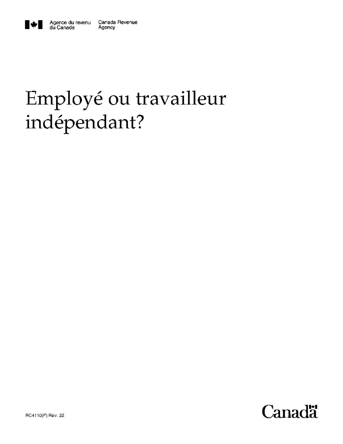 Rc4110-22f - doc arc - Employé ou travailleur indépendant? RC4110(F ...