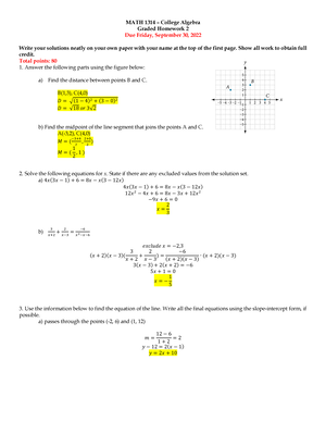 math 1314 signature assignment answer key