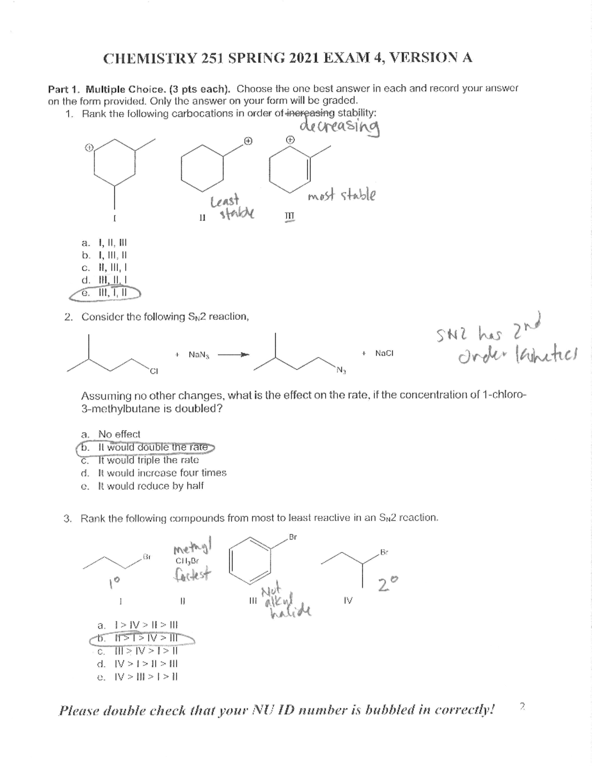 251 Sp 2021 Exam 4 KEY 150 And 250 Sections - CHEMISTRY 251 SPRING 2021 ...