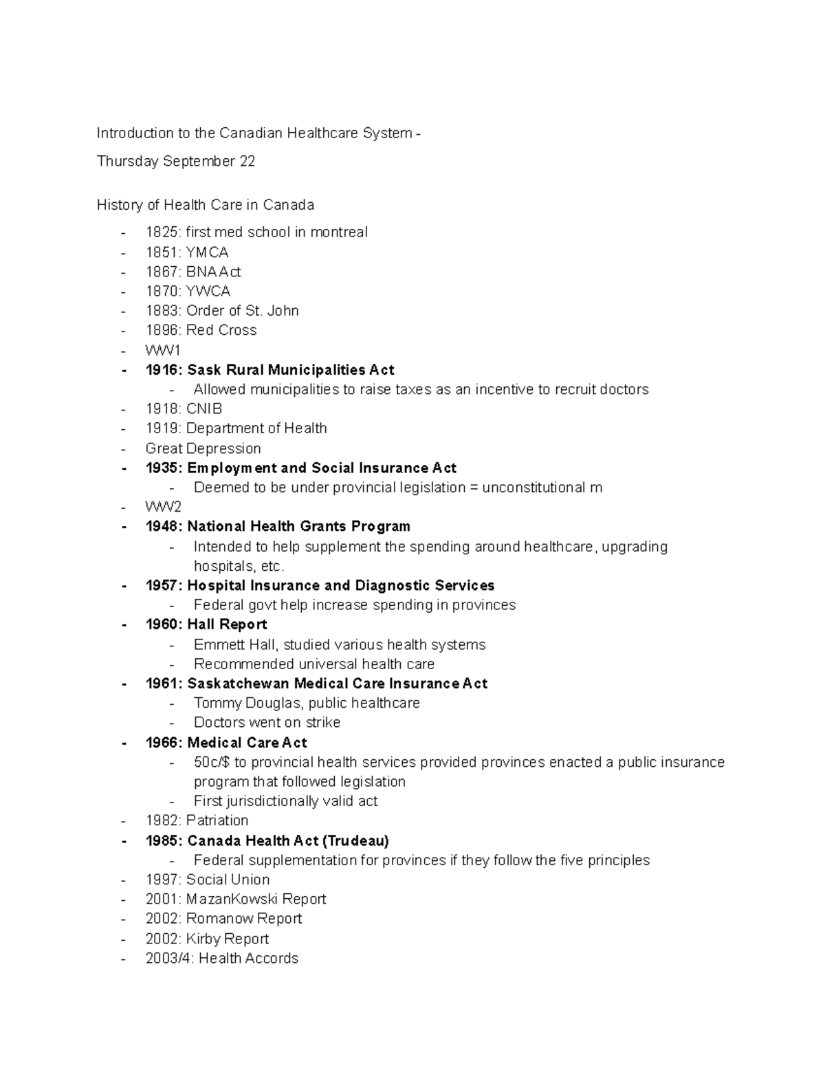 Intro to Health care - HS 3101 - Introduction to the Canadian ...