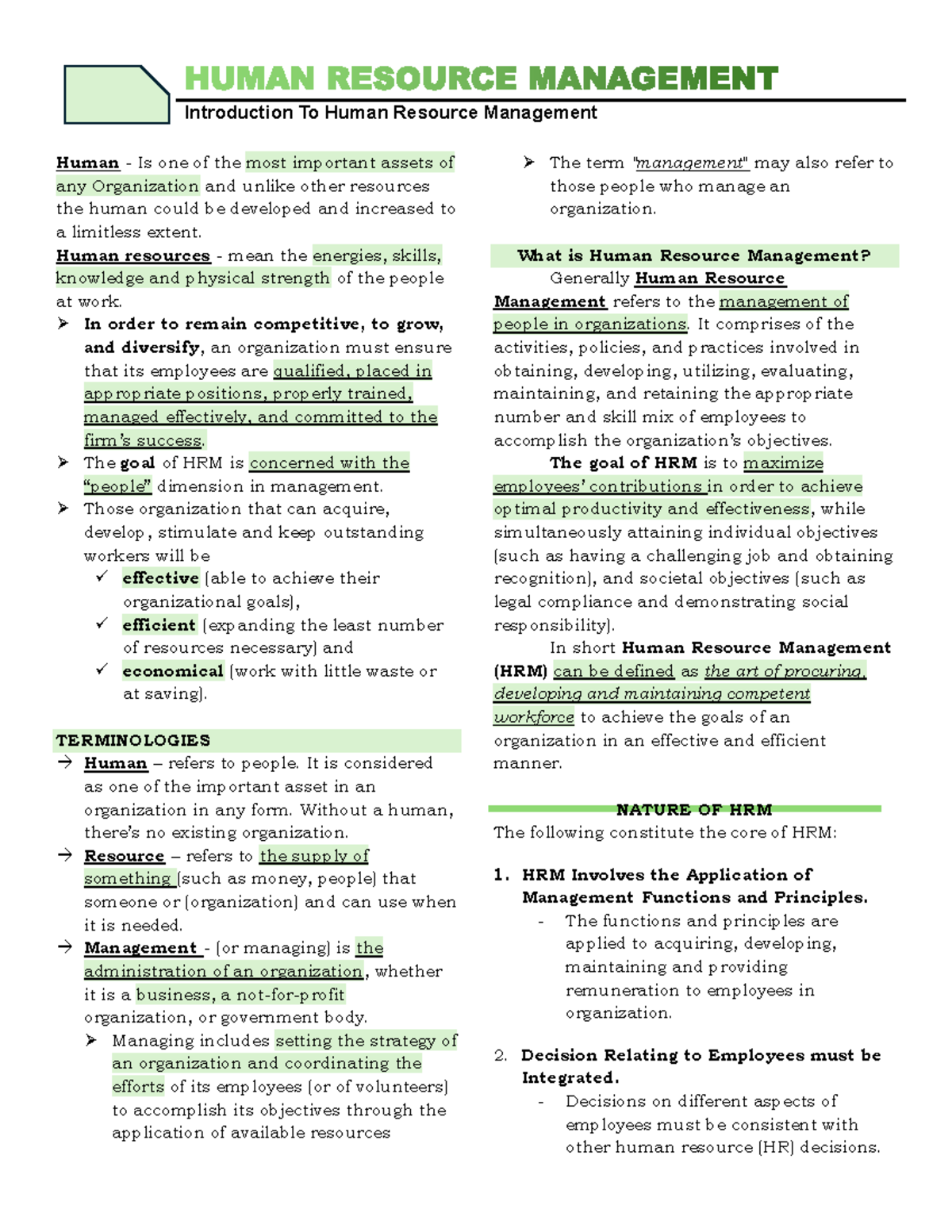 HRM-L1 - human resources management - HUMAN RESOURCE MANAGEMENT ...