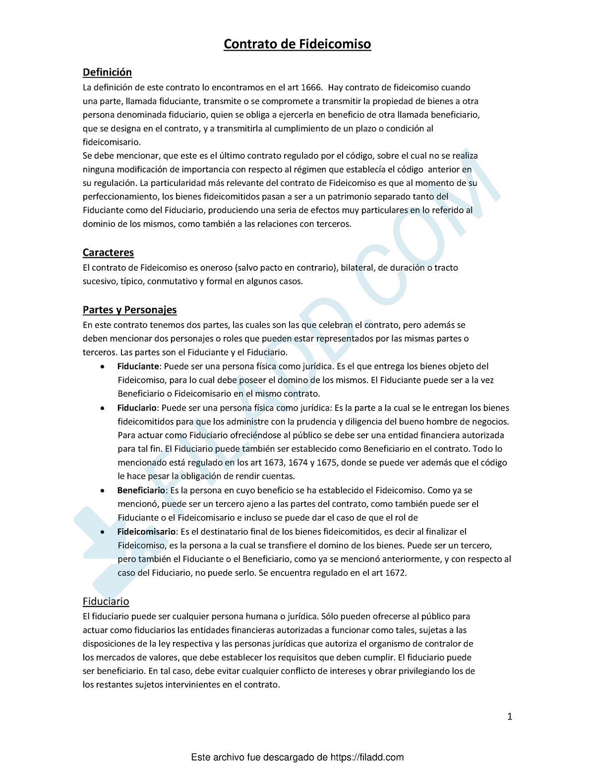 Contrato de fideicomiso - Derecho comercial y contratos - UNC - Studocu