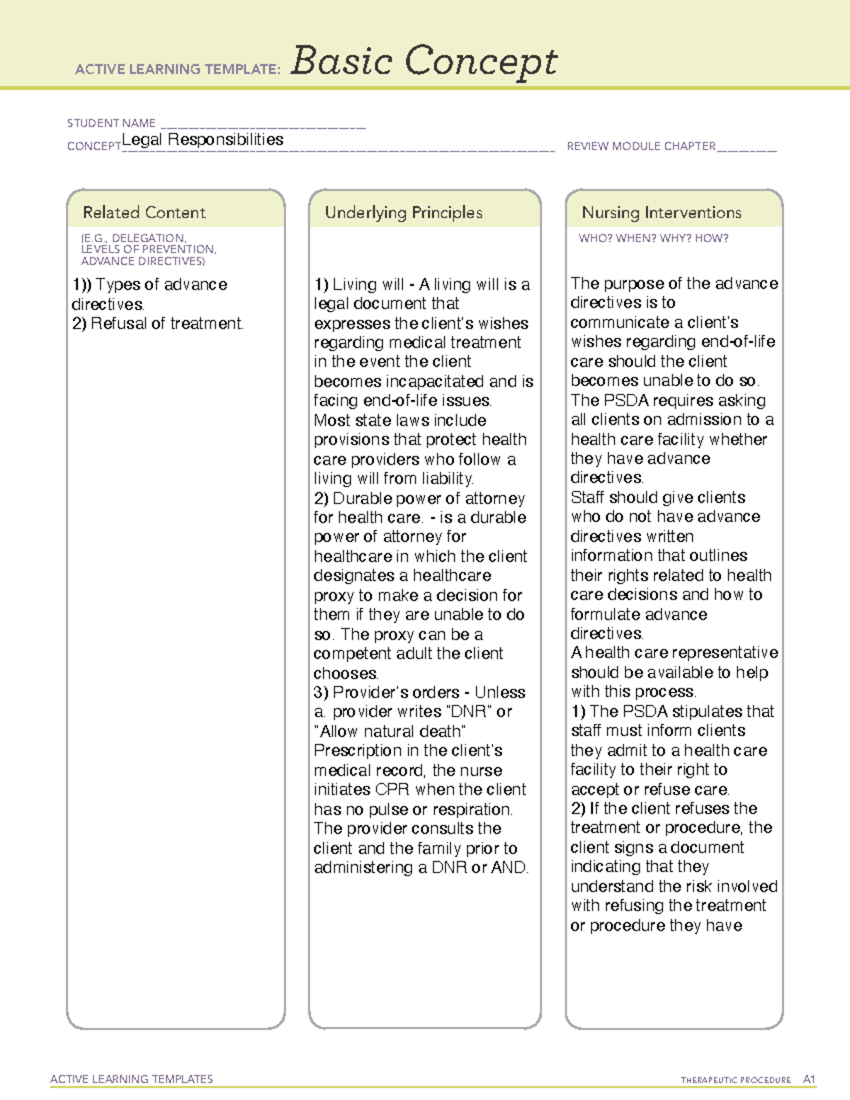 Legal Responsibilities - ACTIVE LEARNING TEMPLATES THERAPEUTIC ...