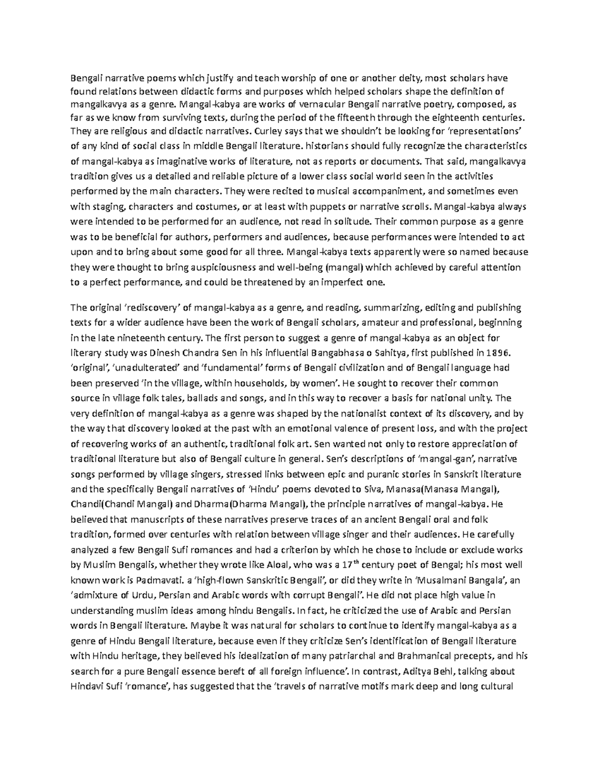 Mangal kavya Bengali narrative poems which justify and teach worship