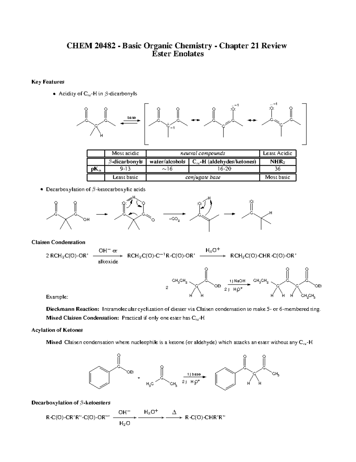 Summary - Chapter 21 review - CHEM 20482 - Basic Organic Chemistry ...