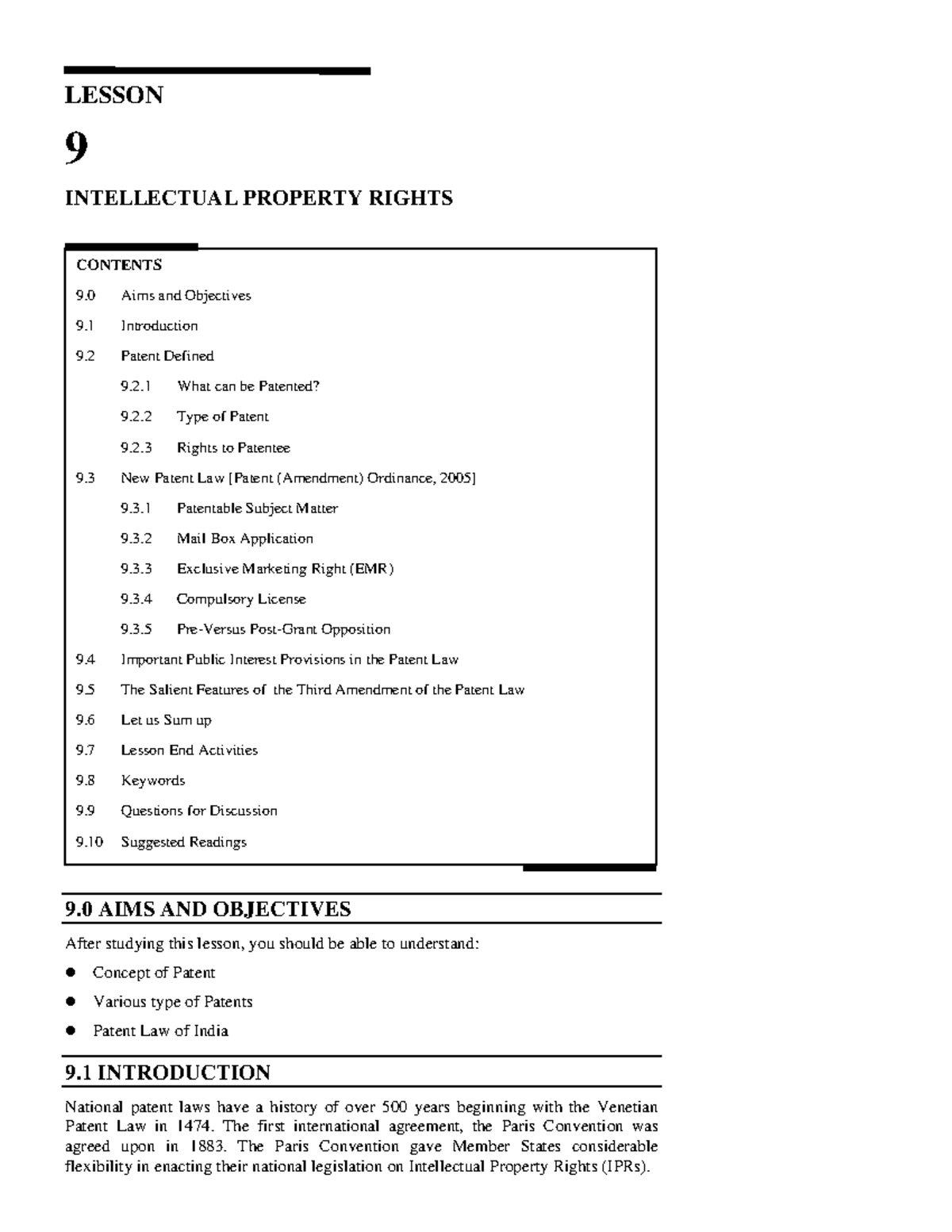 Lesson 09 - Business Environment - LESSON Intellectual Property Rights ...