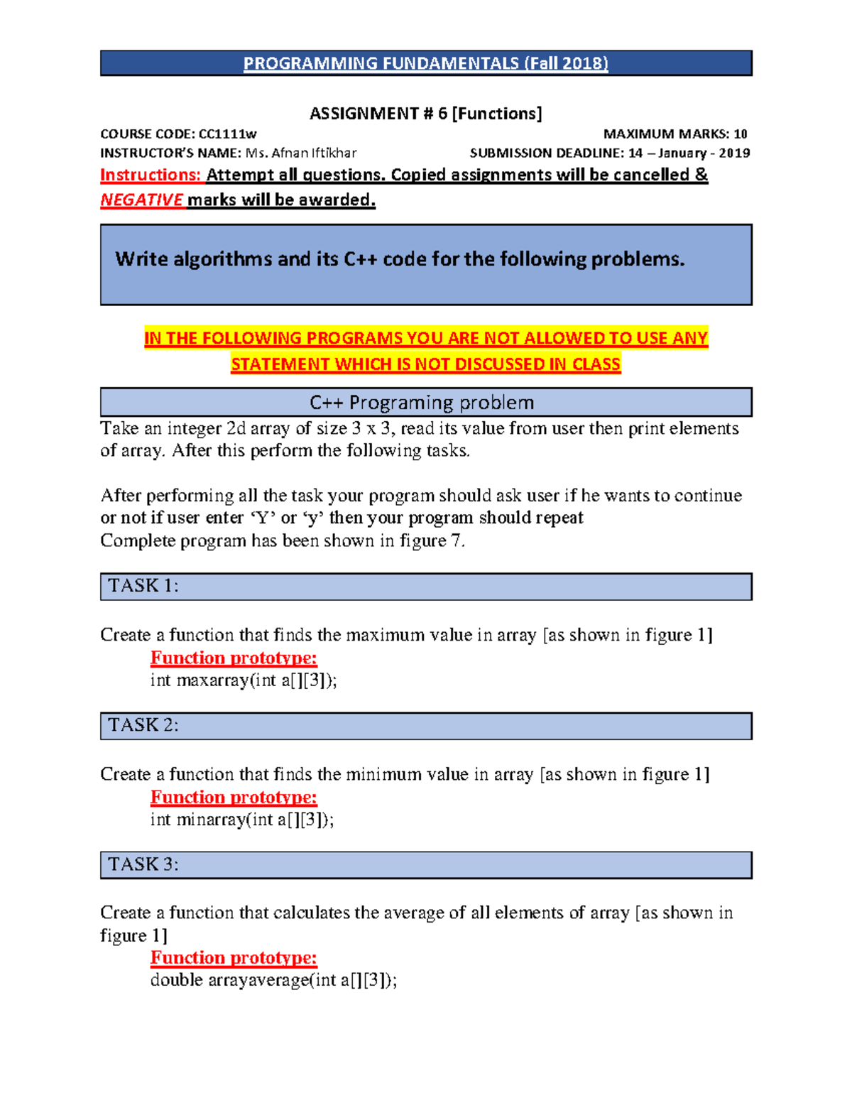 Assignment of Functions of Programing Fundamental - UMT - Studocu