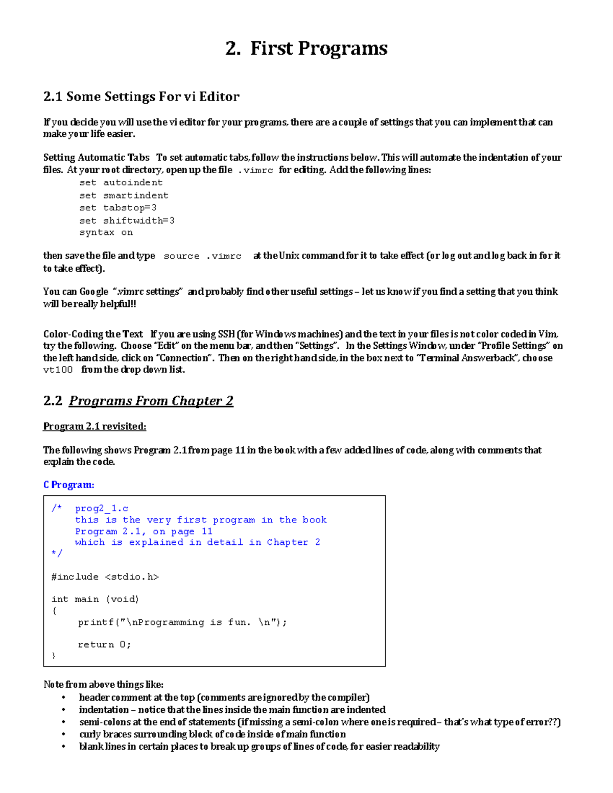 Ch2 firstprogram - Lecture Notes - 2.ठ⃚ठ⃚Firstठ⃚Programsठ⃚ ठ⃚ ठ⃚ - Studocu
