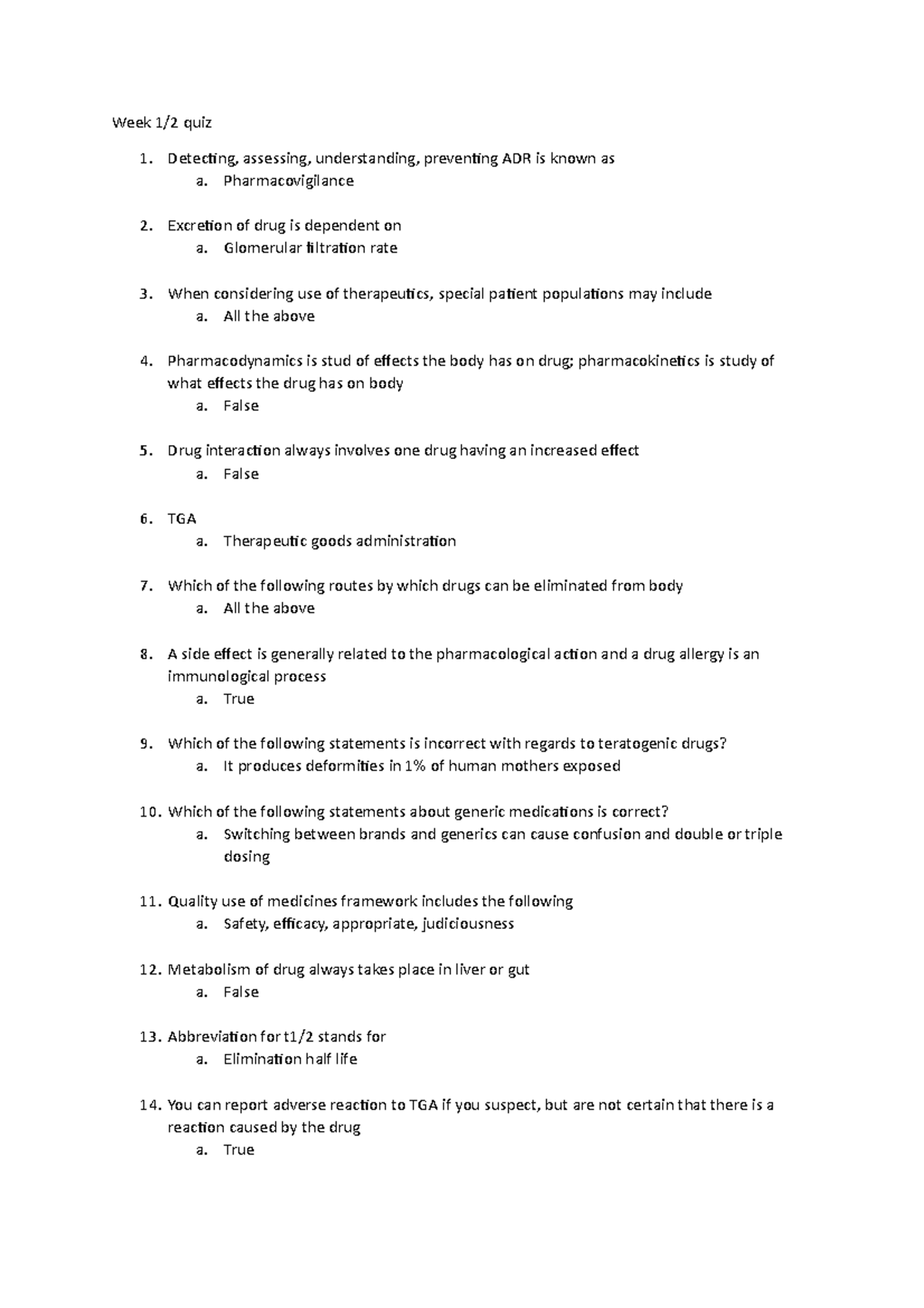 CSB601 Quiz 1 Week 1/2 - Week 1/2 quiz 1. Detecting, assessing ...