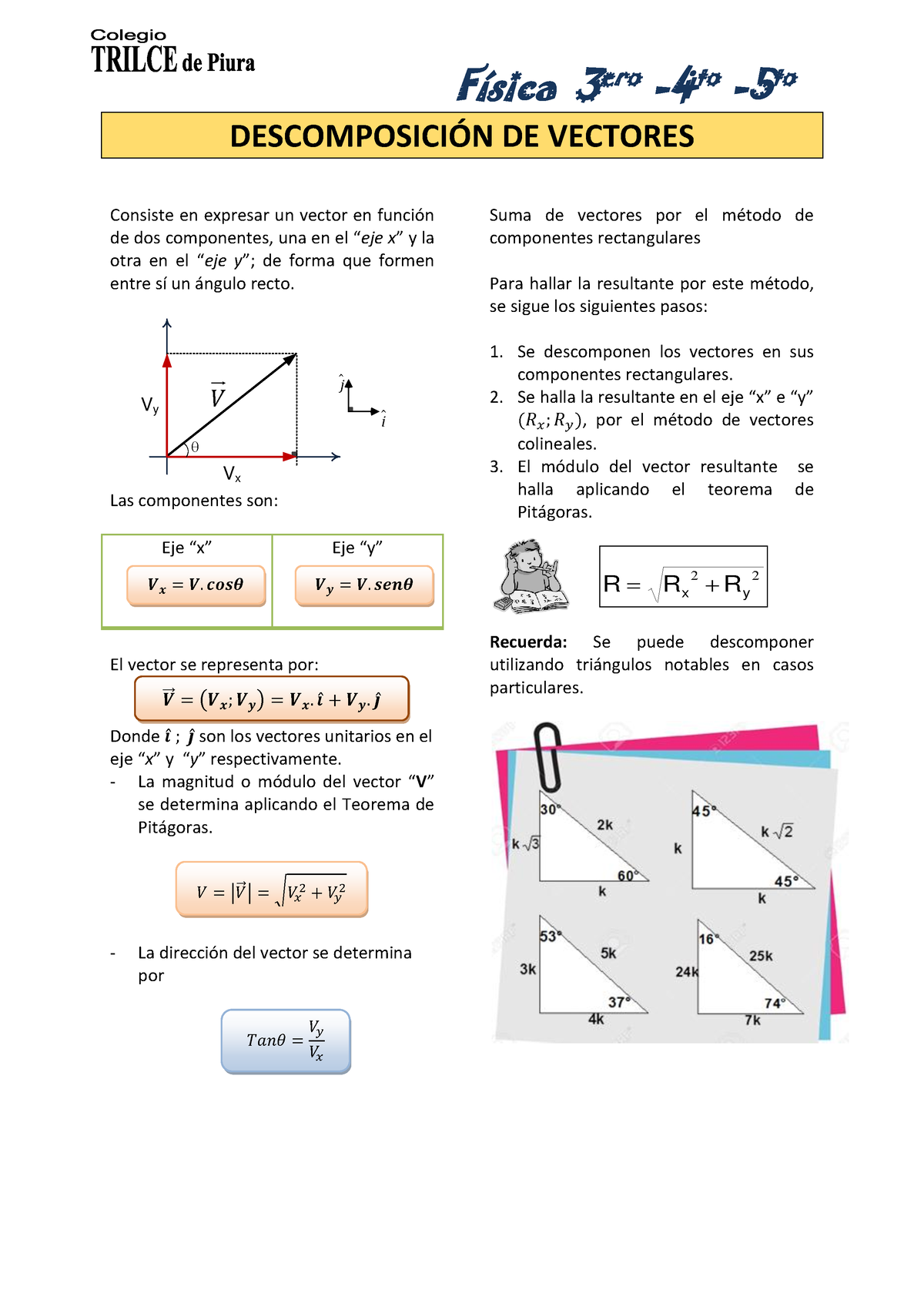 Vectores F Sica Descomposicin De Vectores Consiste En