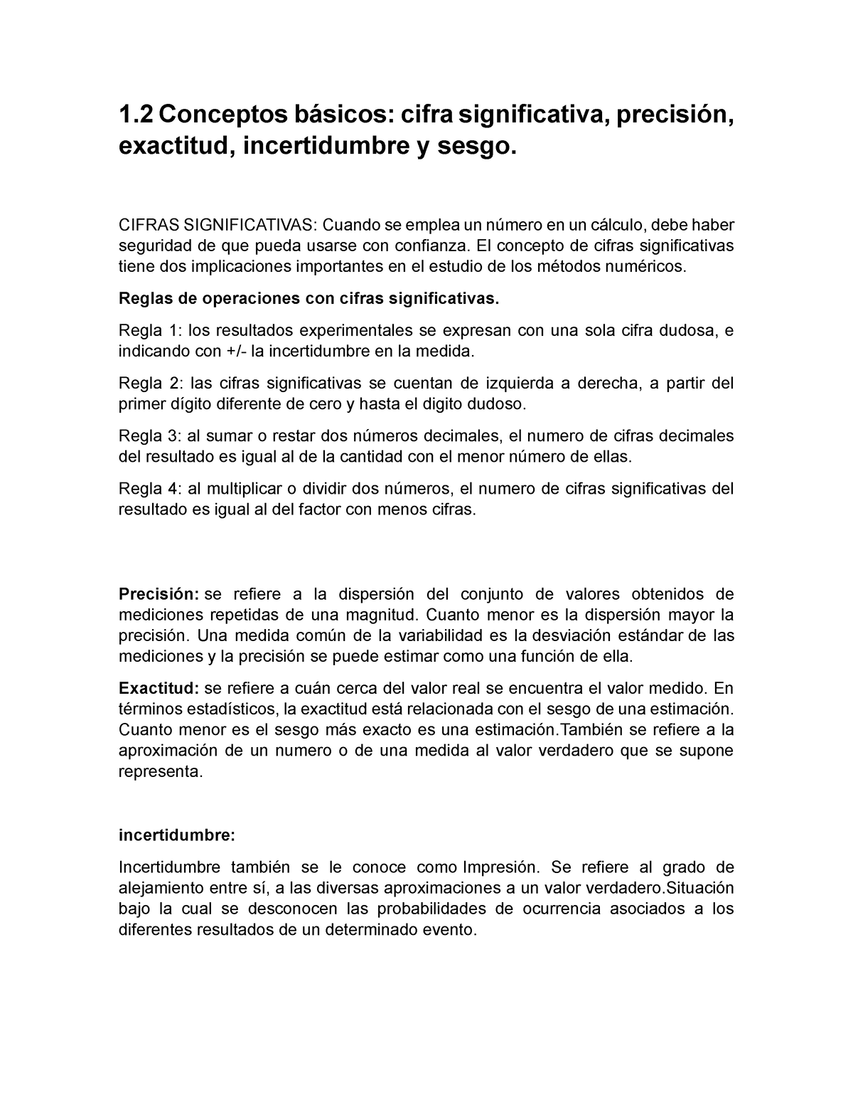 1.2 Conceptos Básicos Cifra Significativa, Precisión, Exactitud ...