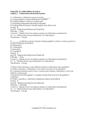 Chapter 9 - Test Practice - Using MIS, 10e (Kroenke) Chapter 9 Business ...