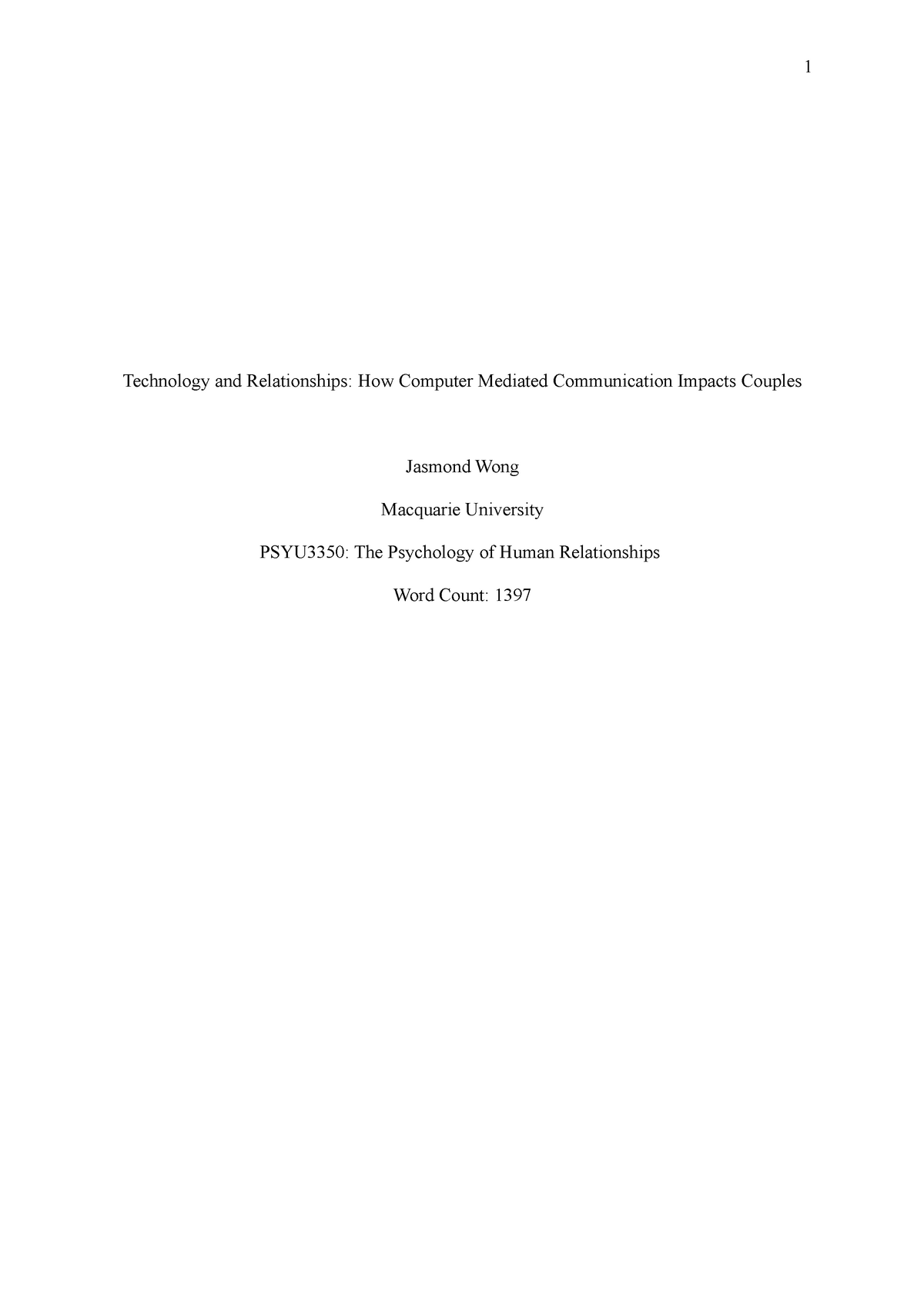 technology and relationships essay