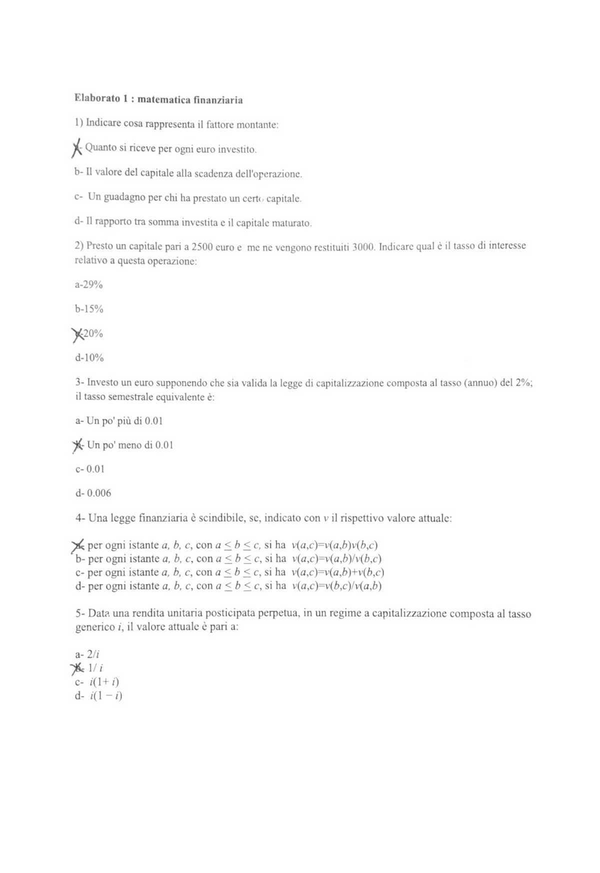 Elaborato 1 Matematica Finanziaria - Studocu