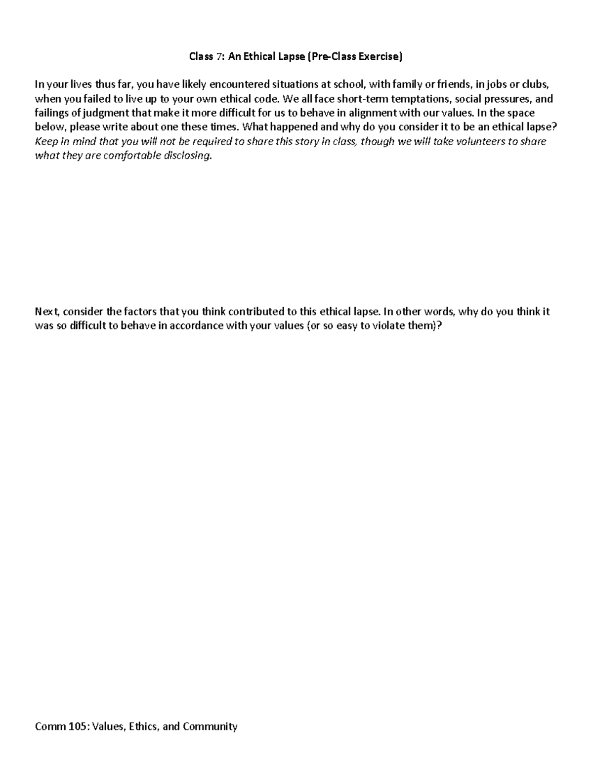 class-7-an-ethical-lapse-pre-class-exercise-comm-105-values