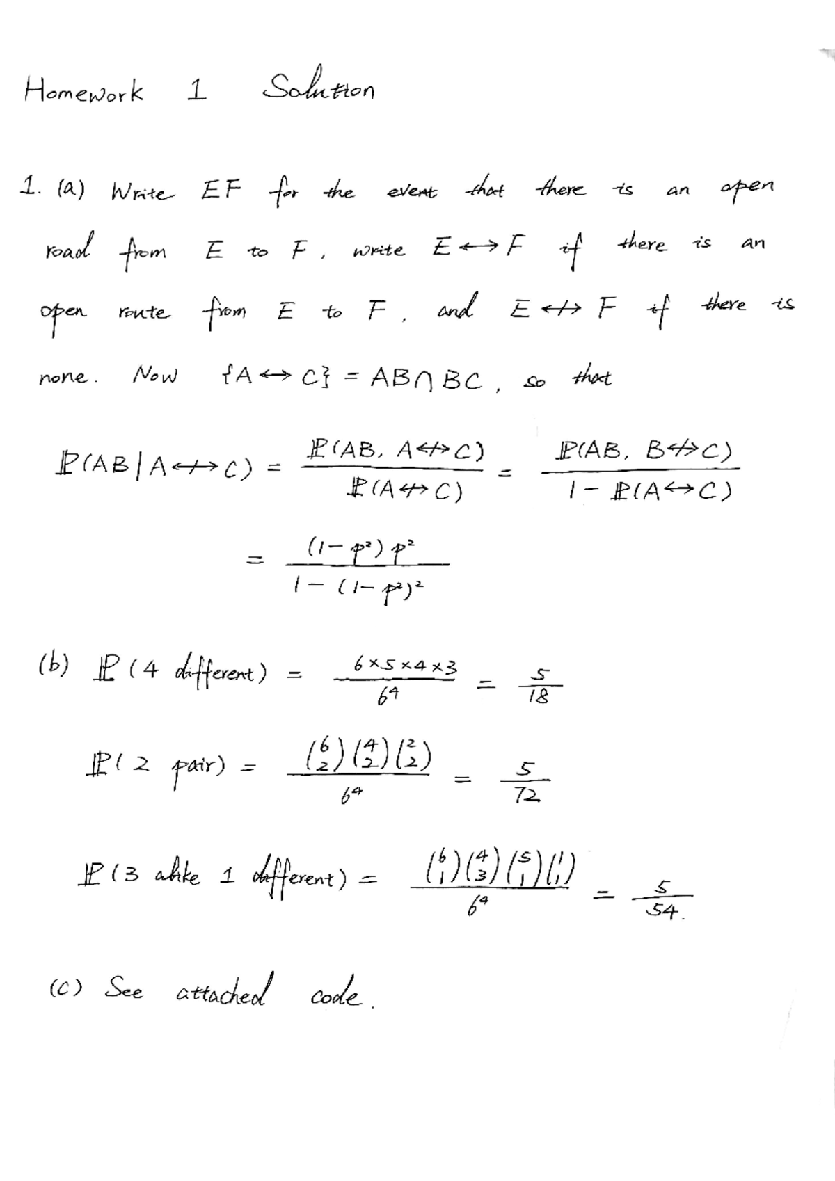 Hw1 solution probability conditional probability independence