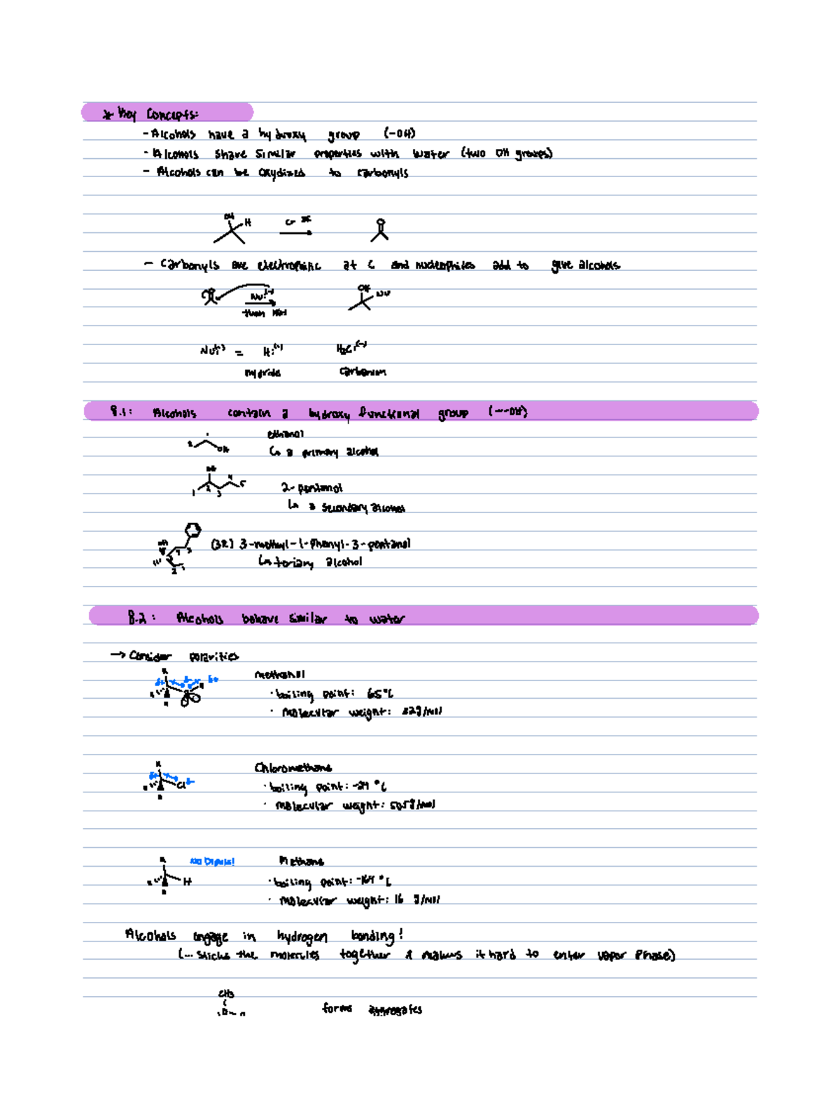 Ch 8 Lecture Notes - Key Concepts Alcohols Havea Hydroxy Group COH ...