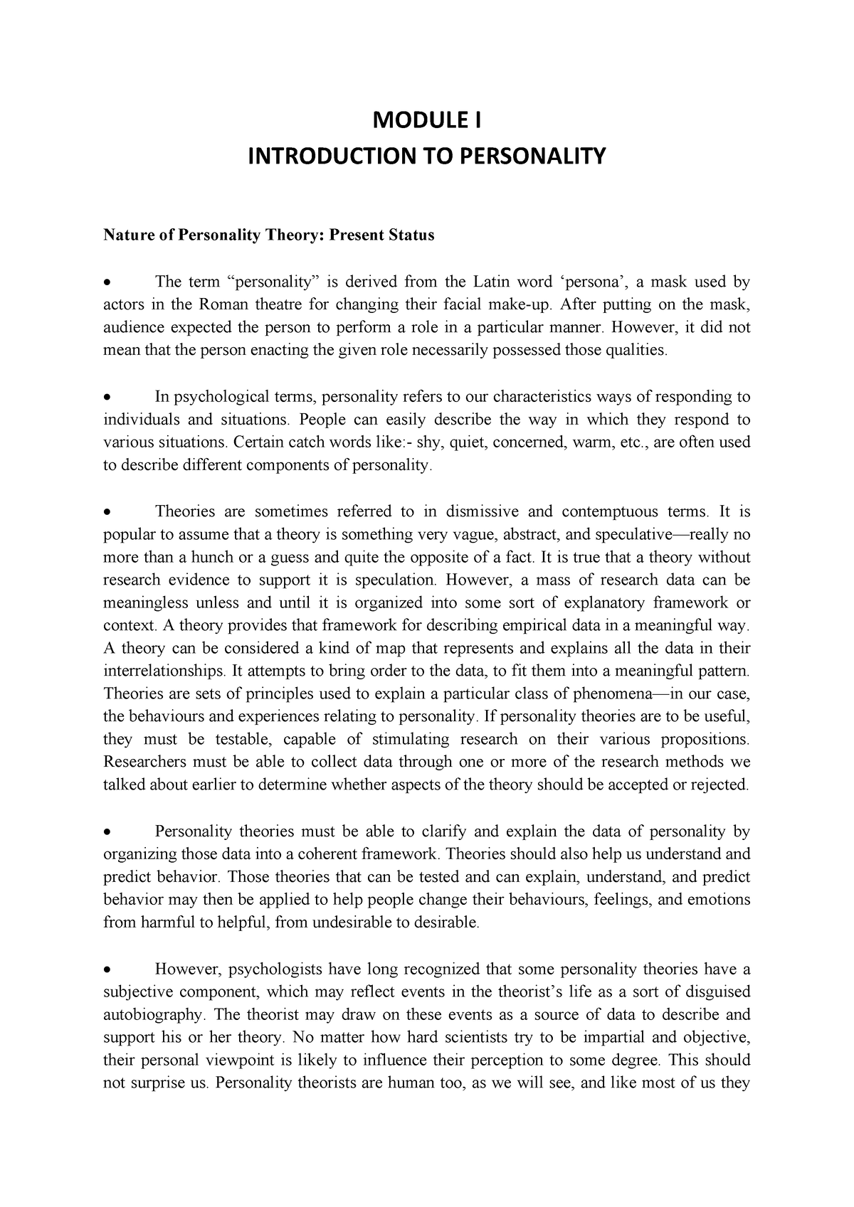 essay about the nature of personality