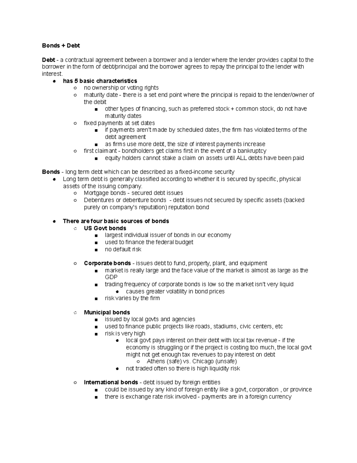 4. Bonds - Bonds + Debt Debt - a contractual agreement between a ...