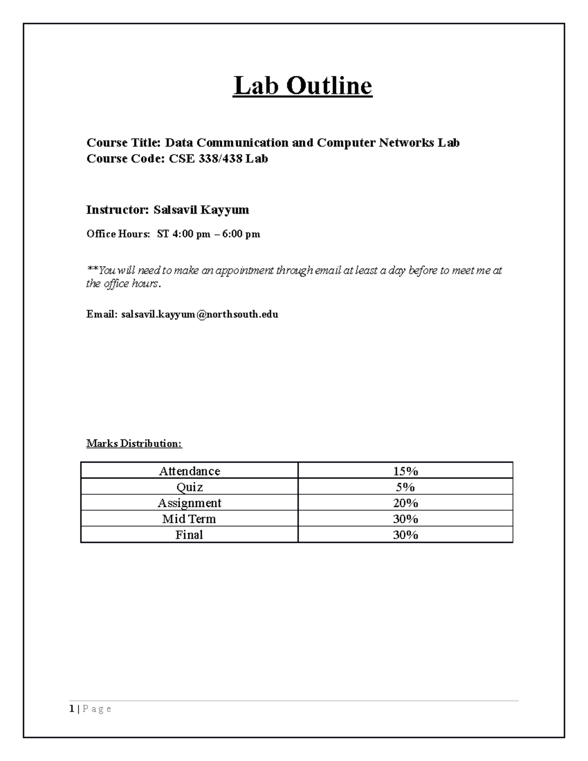 Lab Outline - Lab Outline Course Title: Data Communication and Computer ...
