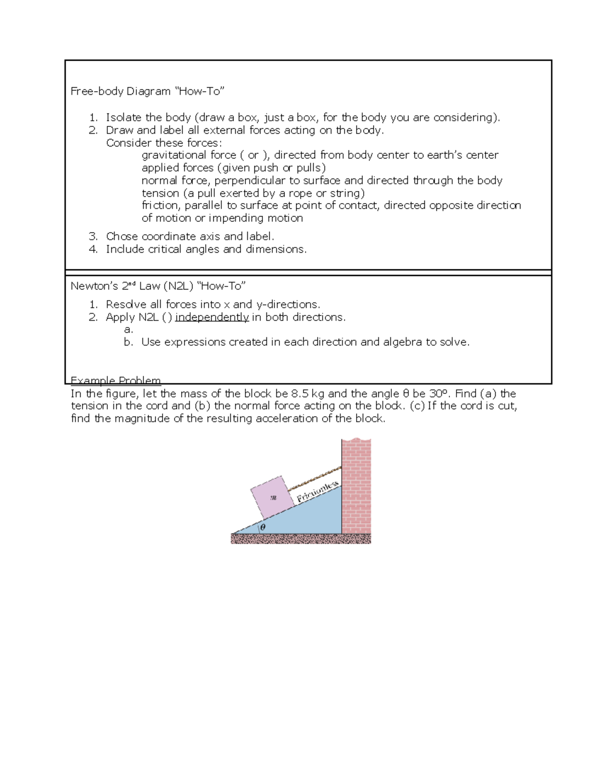 N2l And Fbd Newton S Second Law And Free Body Diagrams Free Body Diagram “how To” Isolate