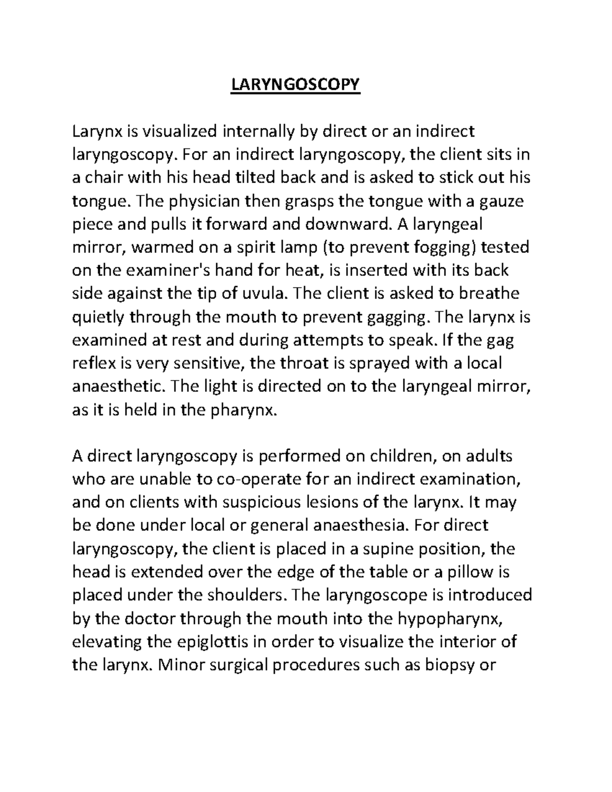 Laryngoscopy This study material is for nursing students to improve