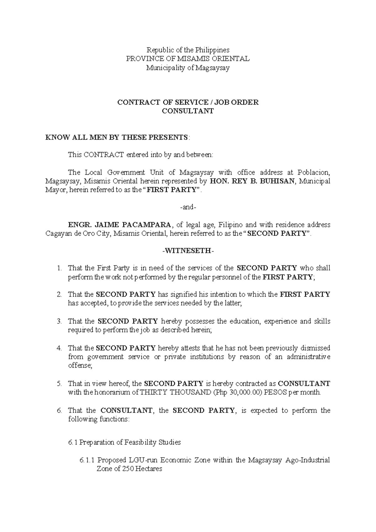 414067466 Contract of Service Template LGU - Republic of the ...