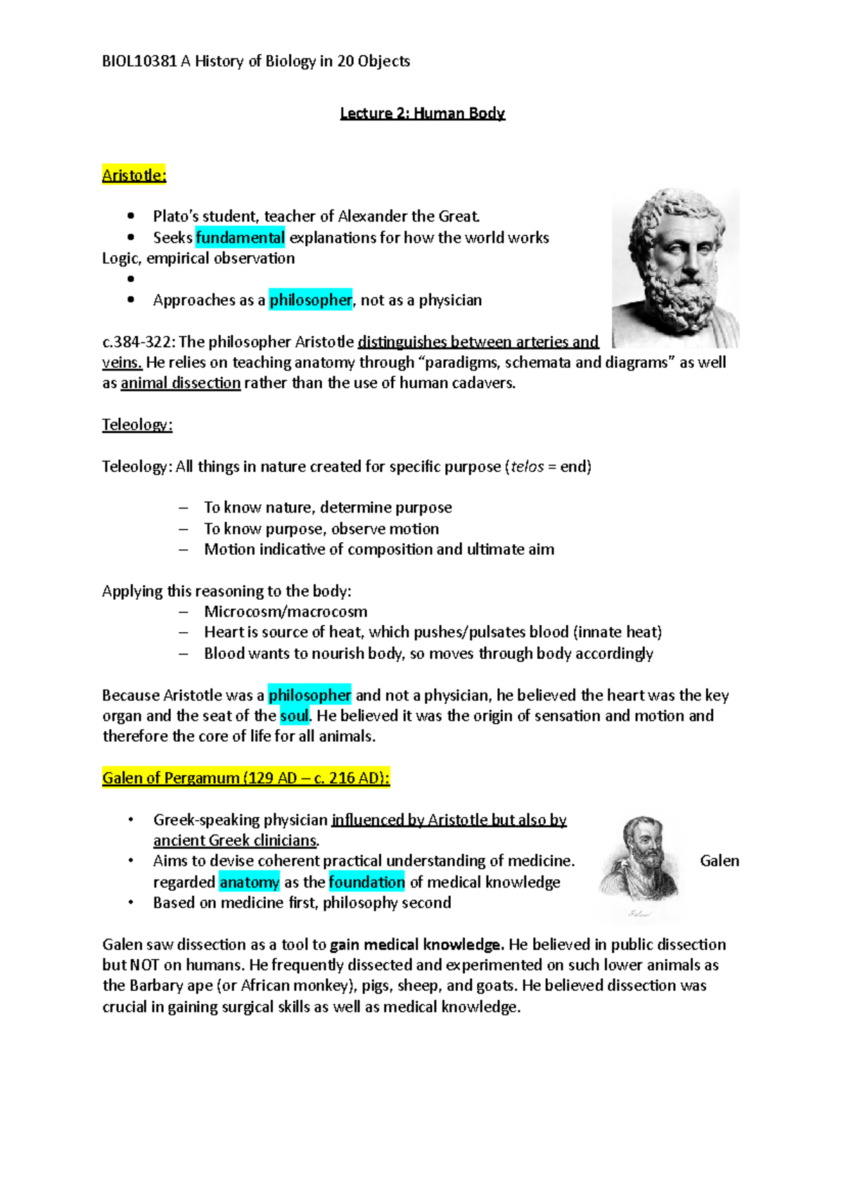 Lecture 2 Human Body - Lecture 2: Human Body Aristotle: Plato’s student ...