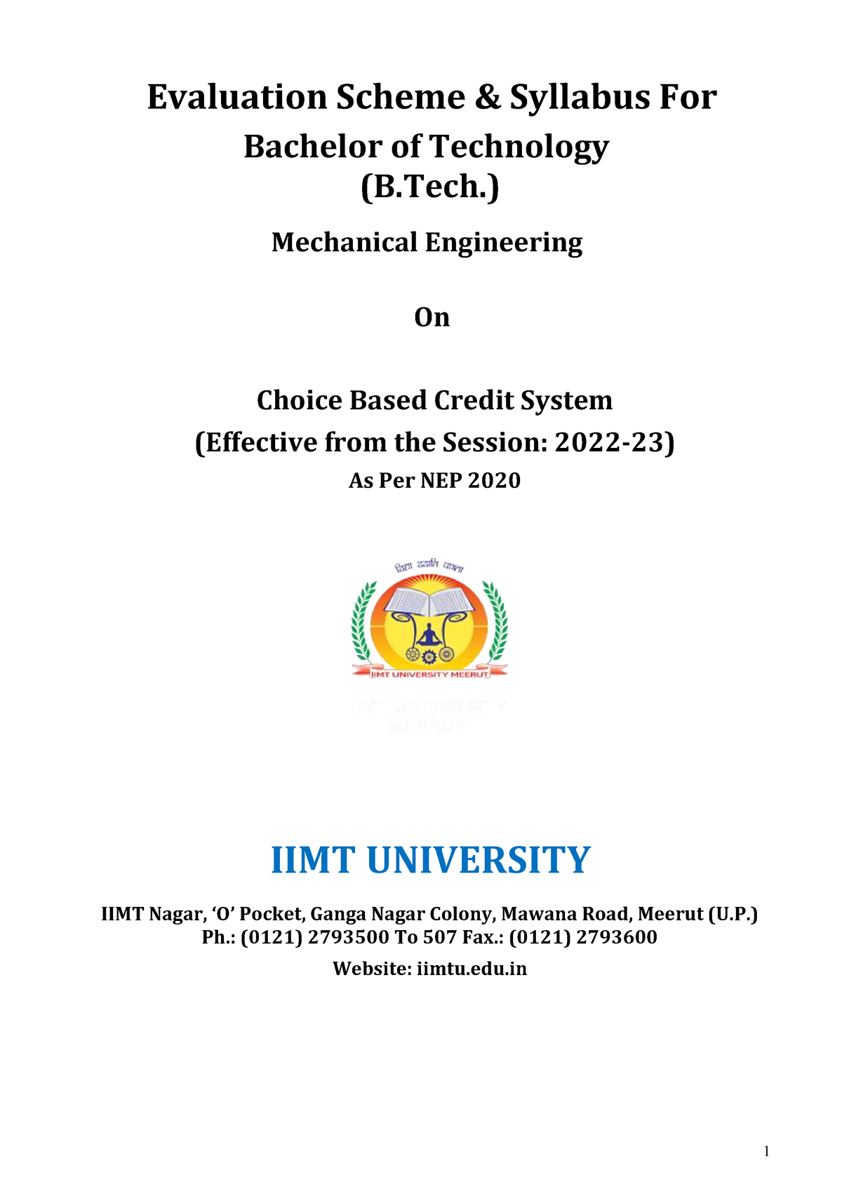 New Syllabus B Tech 16 09 2022 - Evaluation Scheme & Syllabus For ...