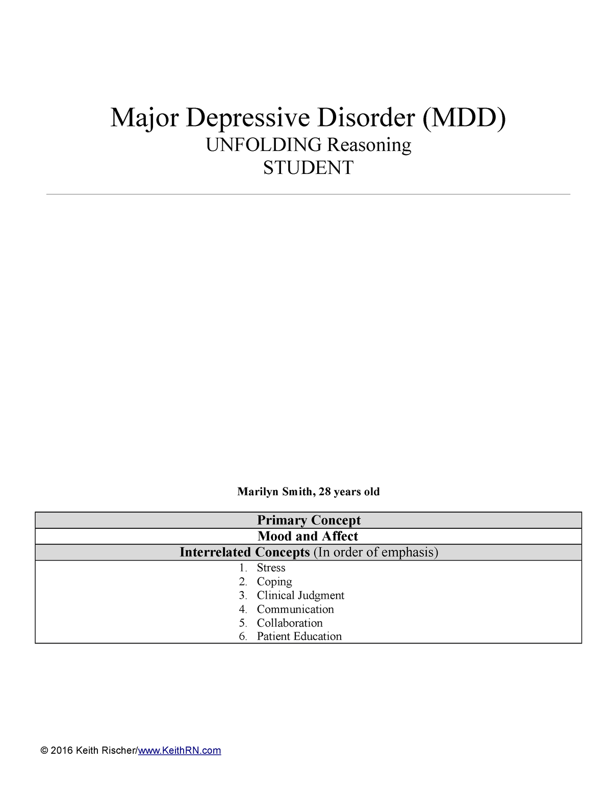 case study about major depressive disorder