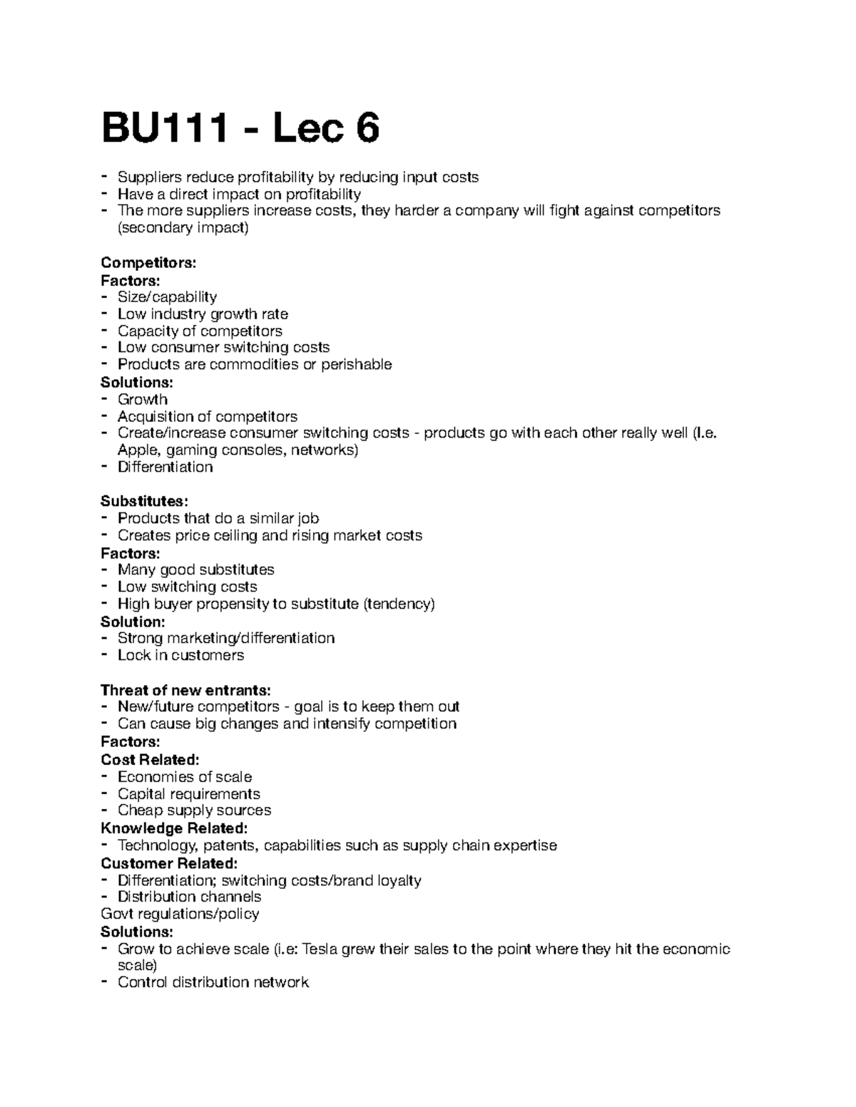 BU111 Lec 6 Pdf - Lecture 6 Notes - BU111 - Lec 6 - Suppliers Reduce ...