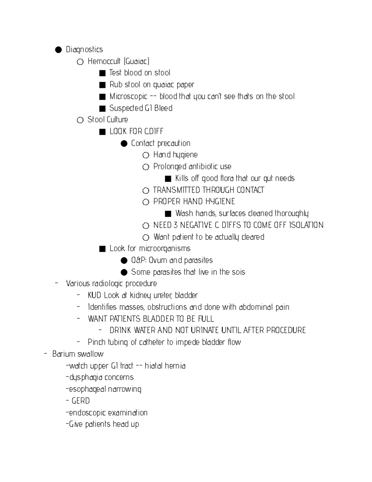 Gastro Intestinal Diagnostics Diagnostics Hemoccult (Guaiac) Test