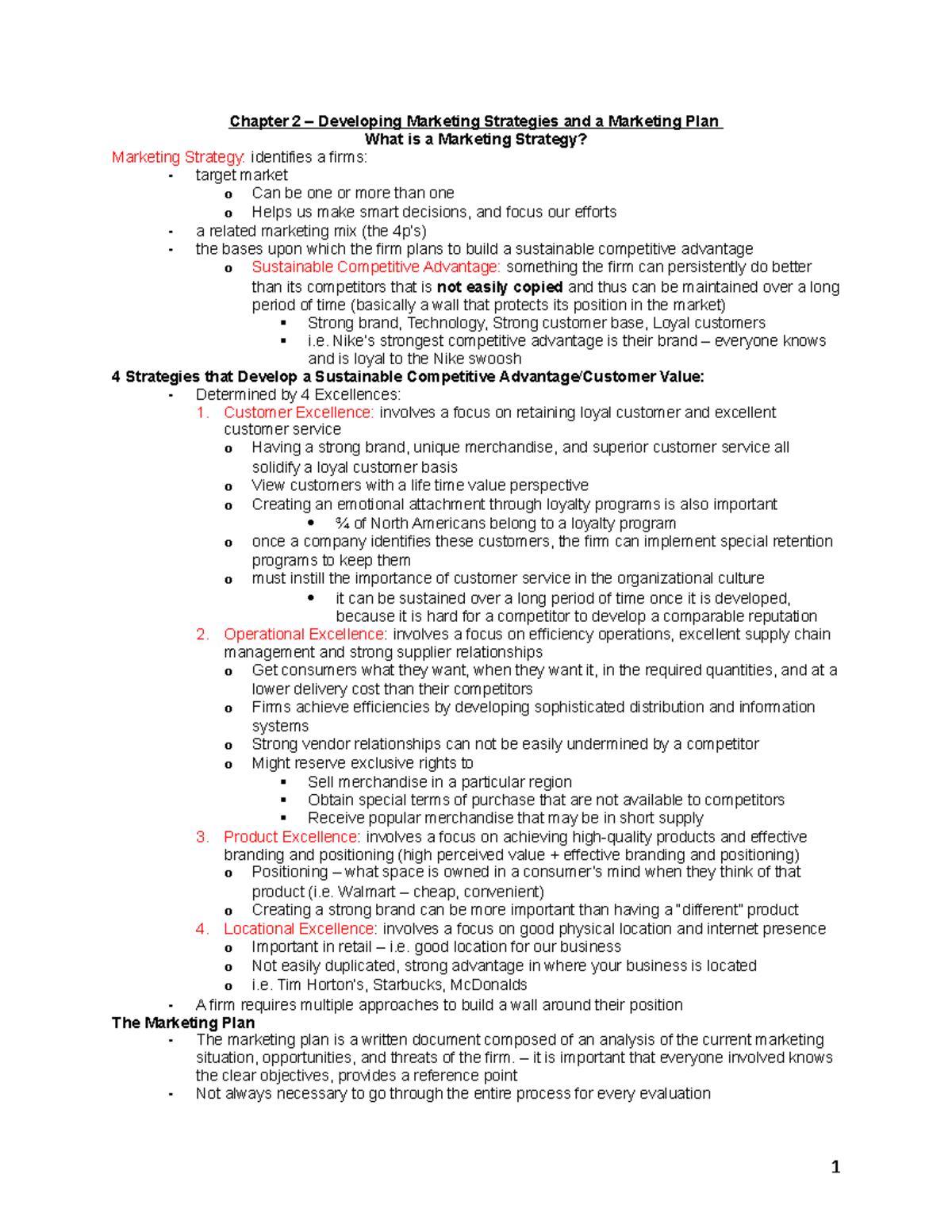 Chapter 2 – Developing Marketing Strategies and a Marketing Plan ...