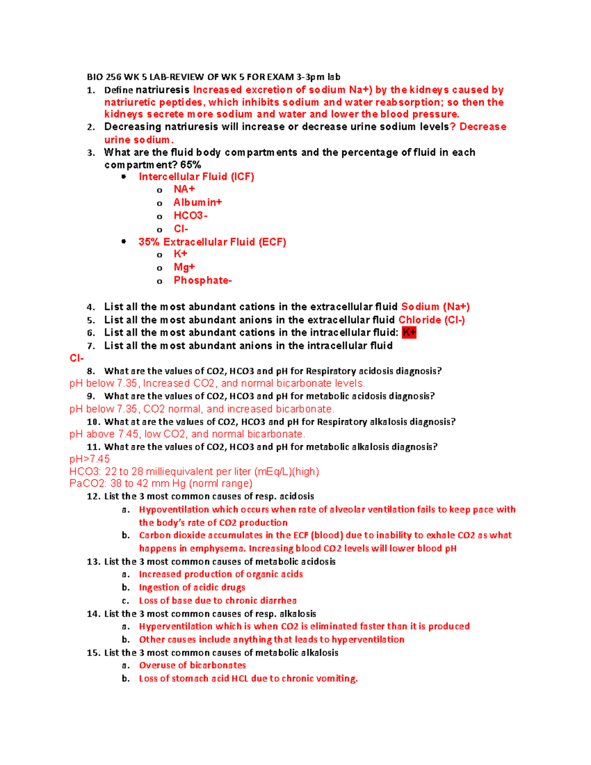 BIO 256 WK 5 LAB- Review OF WK 5 FOR EXAM 3-3pm Lab - BIO 256 WK 5 LAB ...