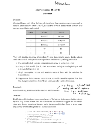 Homework 3 - practice for 2940309 - 1 Macroeconomic Theory II Tutorial ...