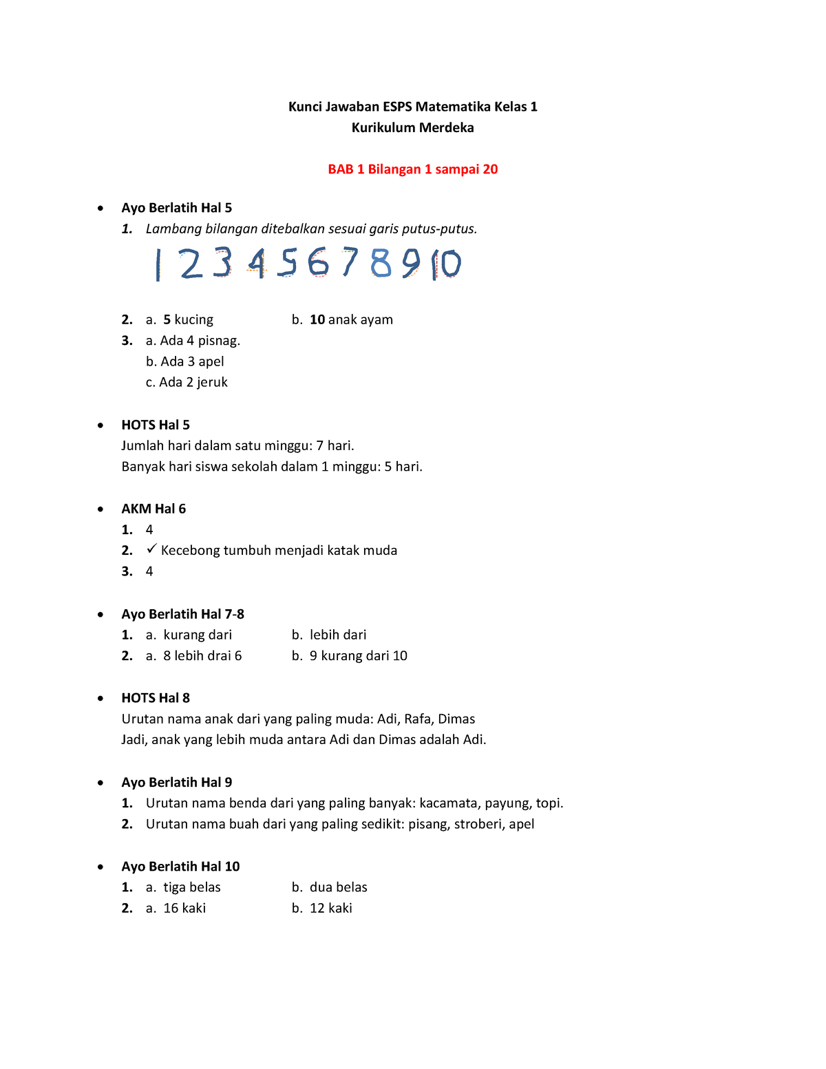 Kunci Jawaban ESPS Matematika 1 KUR Merdeka - Kunci Jawaban ESPS ...