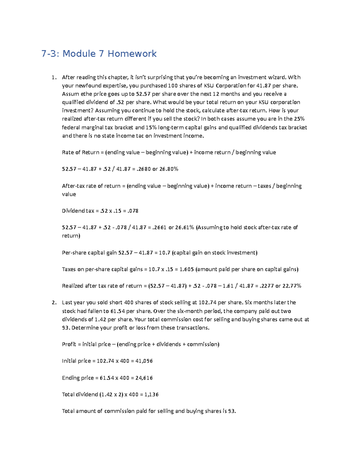 Module 7 - 7-3: Module 7 Homework After Reading This Chapter, It Isn’t ...