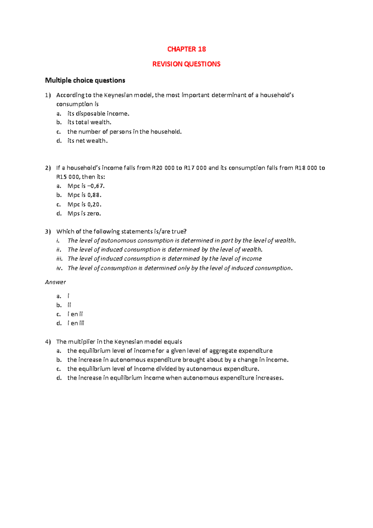 Chapter 18 - Part A Questions-122 - CHAPTER 18 REVISION QUESTIONS ...