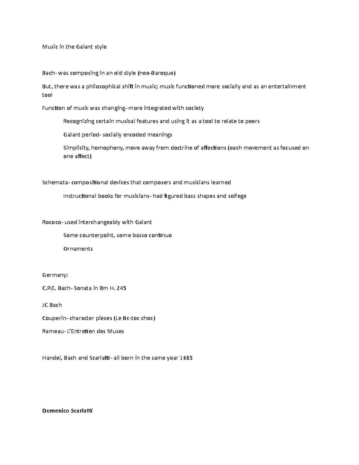 Music in the Galant style Music in the Galant style Bach was