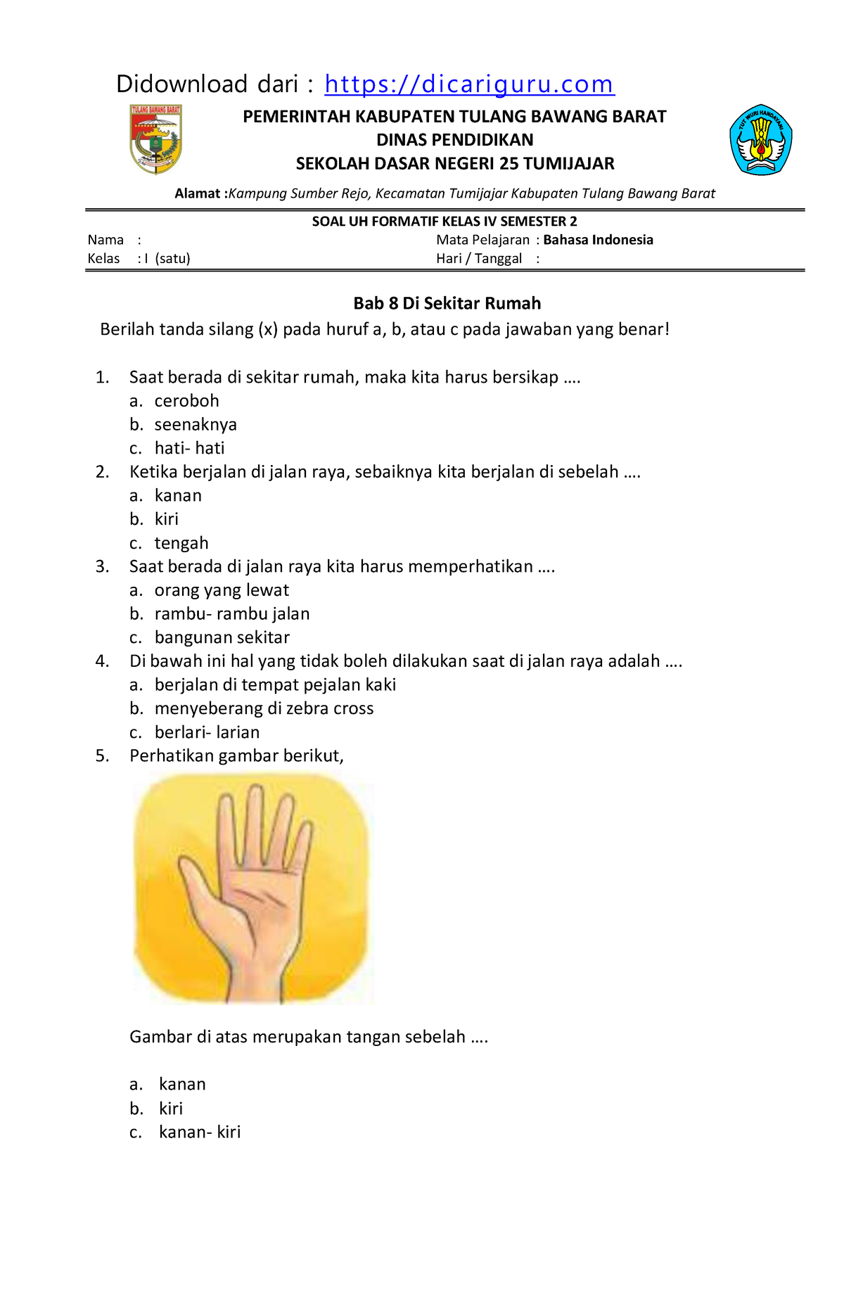 Latihan Sumatif Bahasa Indonesia Bab 8 ( Dicariguru - PEMERINTAH ...