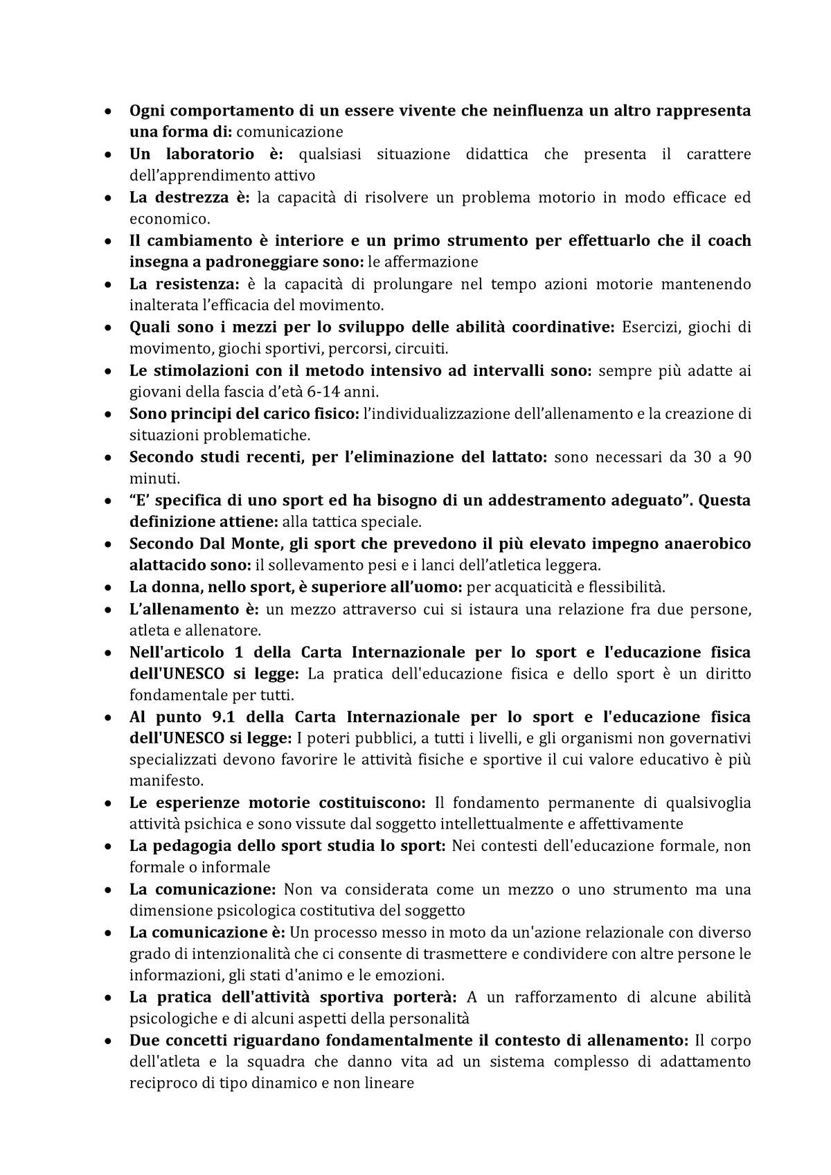 Esercitazione e didattica Metodologia dell'allenamento - Ogni comportamento  di un essere vivente che - Studocu