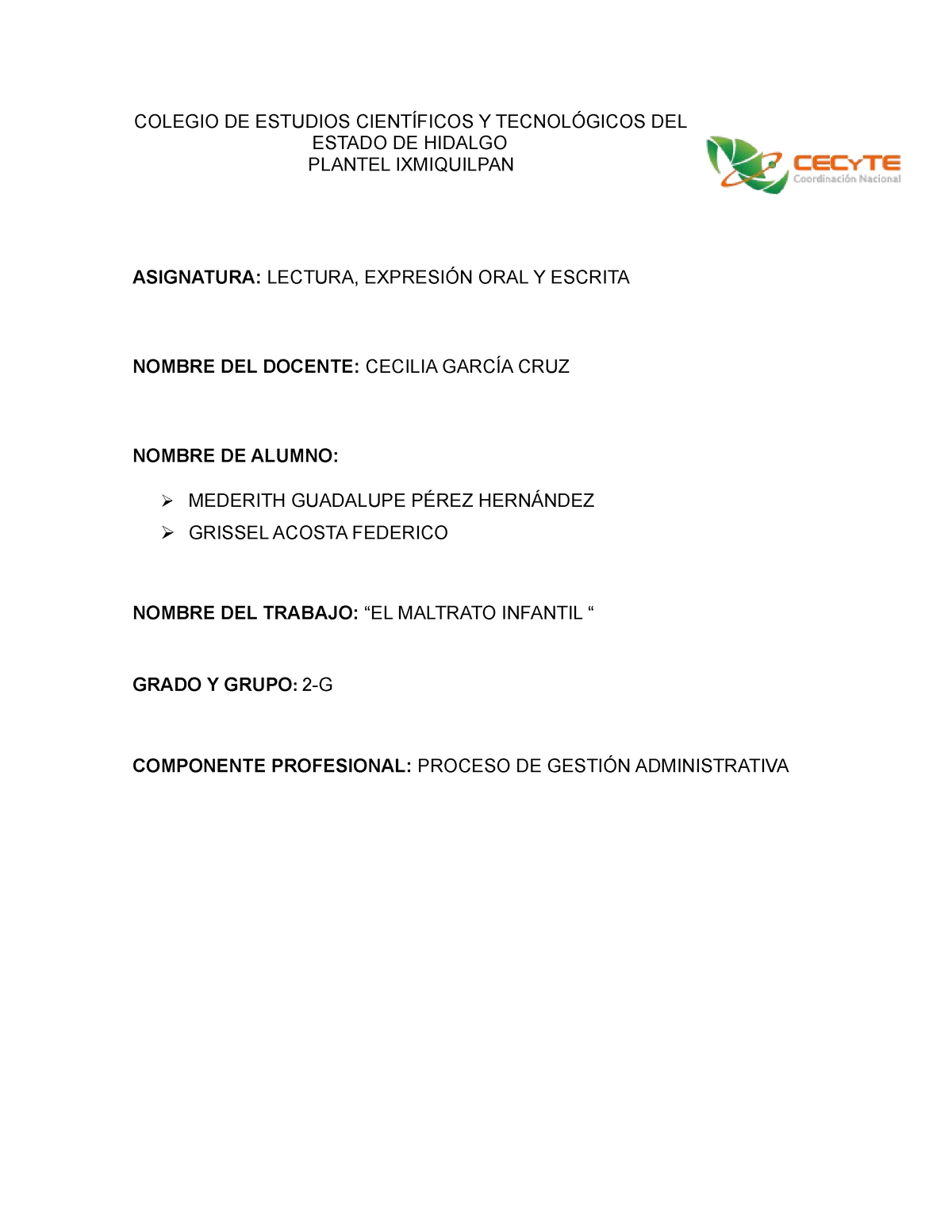 Plantel CECy TEC docx - funda - COLEGIO DE ESTUDIOS CIENTÍFICOS Y ...