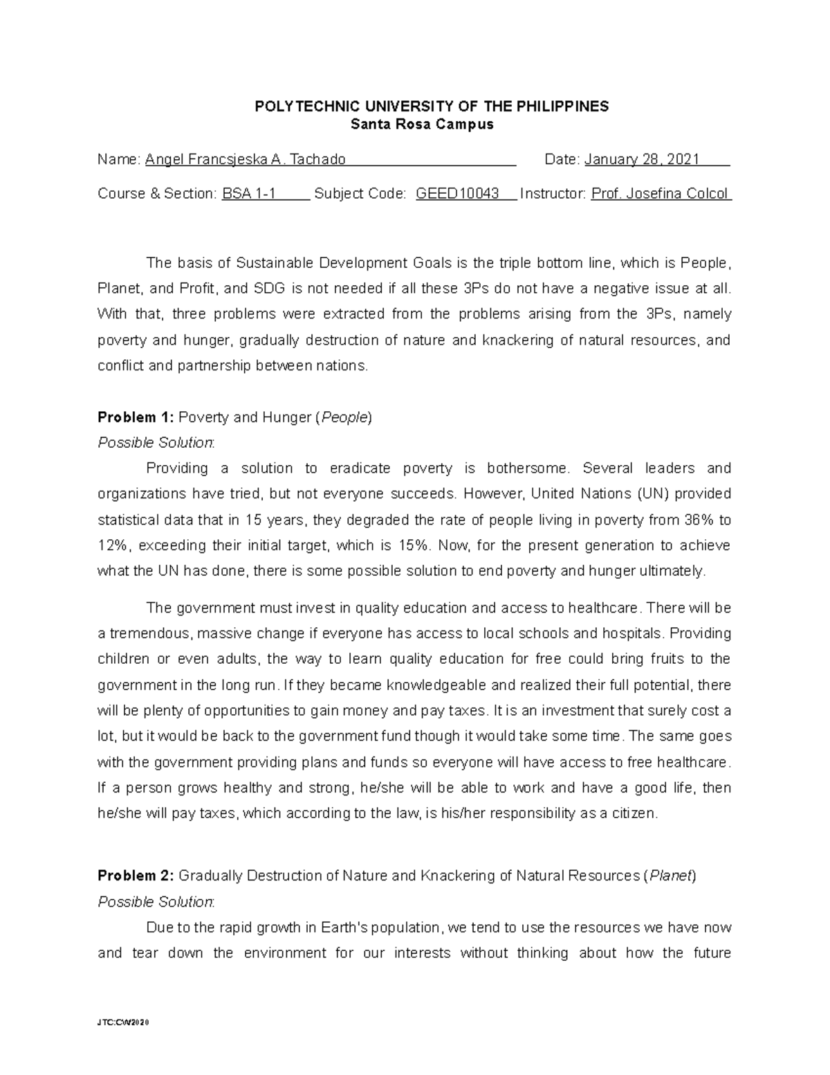 SDG Essay about the United Nation's Sustainable Development Goals