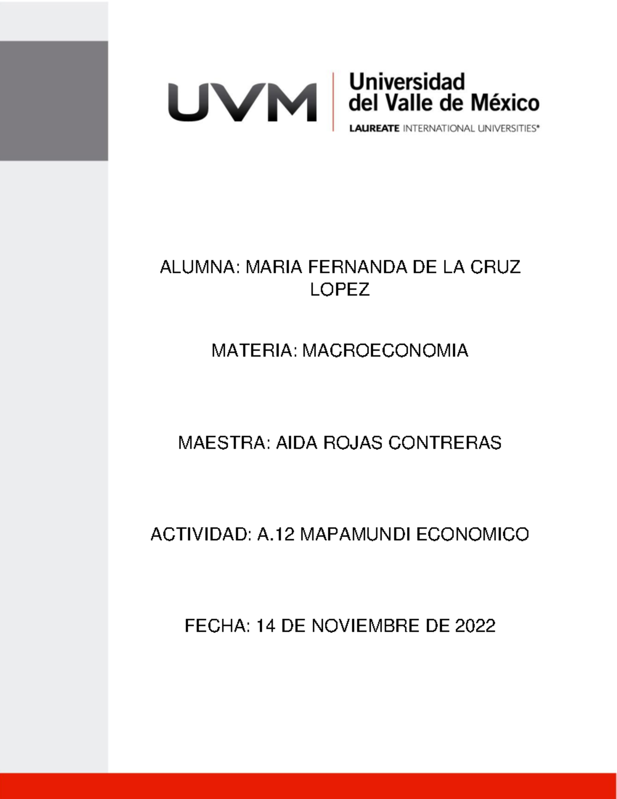 A12 - ACTIVIDAD - ALUMNA: MARIA FERNANDA DE LA CRUZ LOPEZ MATERIA ...